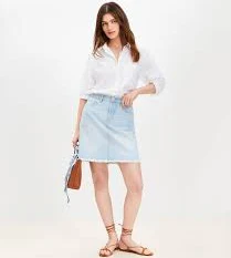 Loft Women's Frayed Denim Mini Skirt