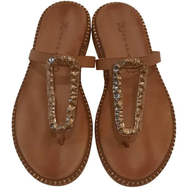 Handmade Natural Leather Sandals with Geometric Embellishments