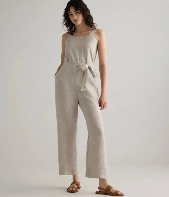 Quince Women's European Linen Square Neck Jumpsuit