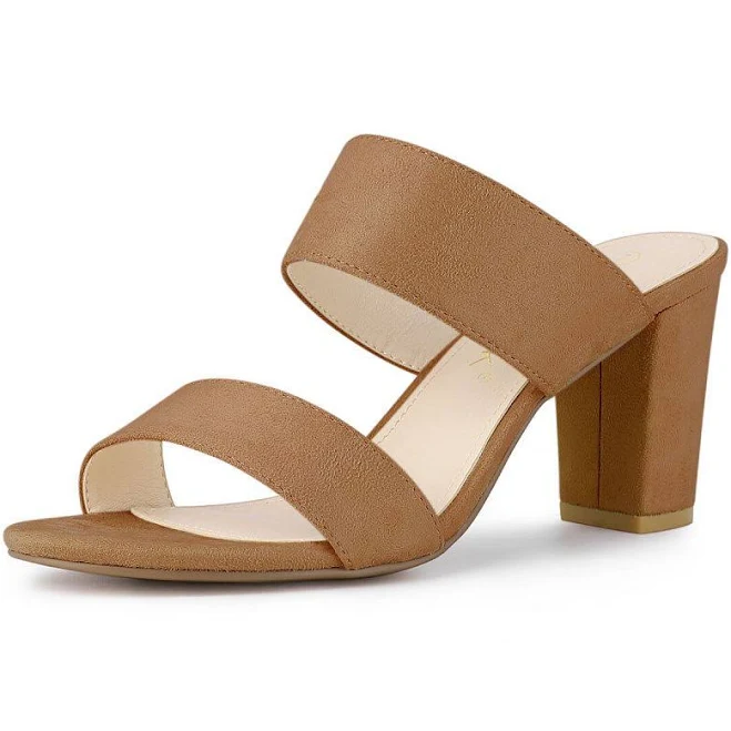 Allegra K Opened Toe Block Heel Slide Sandals