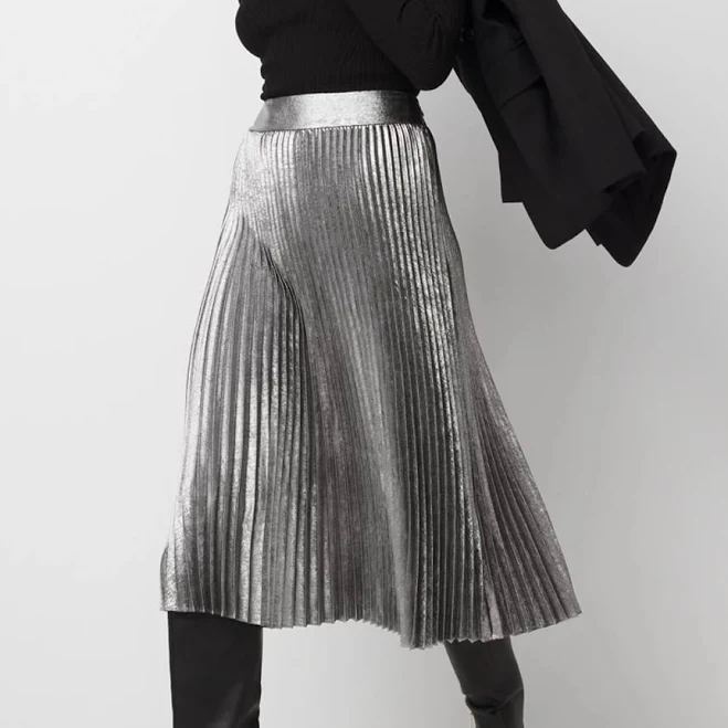 White House Black Market Pleated Chiffon Midi Skirt
