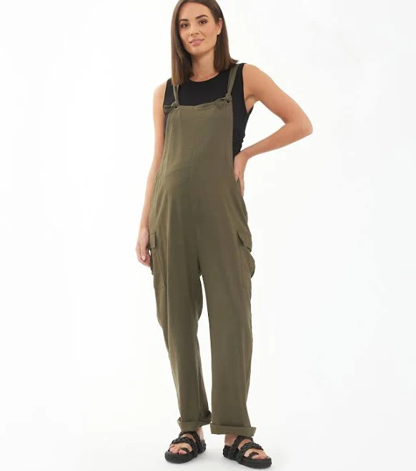 Ripe Maternity Maternity Cargo Pocket Linen Jumpsuit
