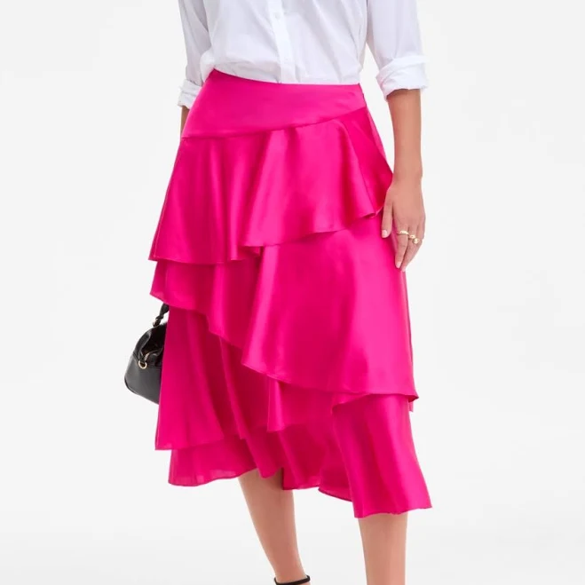 On 34th Women's Tiered Ruffle Midi Skirt