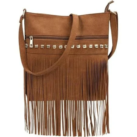 Women's Studded Faux Suede Crossbody Bag