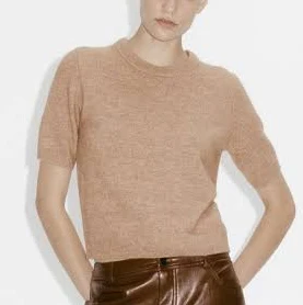 H&M Ladies Melange Fine-knit T-Shirt