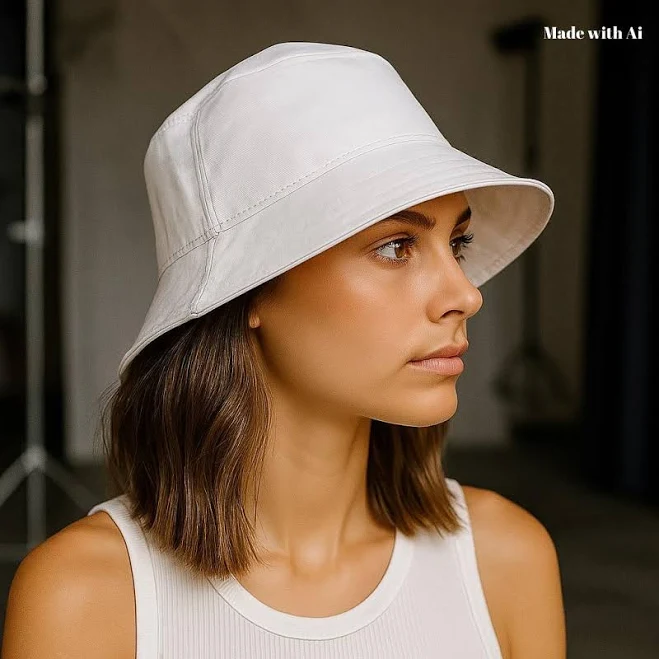 Women's Handmade Linen Wide Brim Bucket Hat