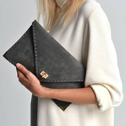 Suede Italian Leather Clutch