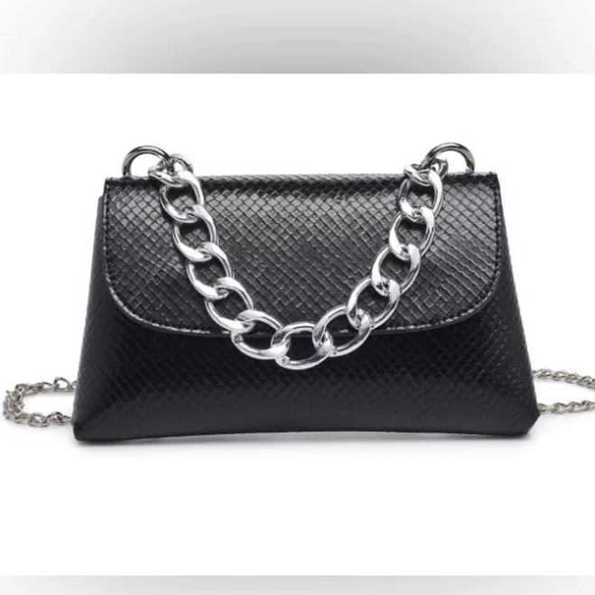 Urban Expressions Vegan Leather Mini Crossbody Bag with Silver Chains