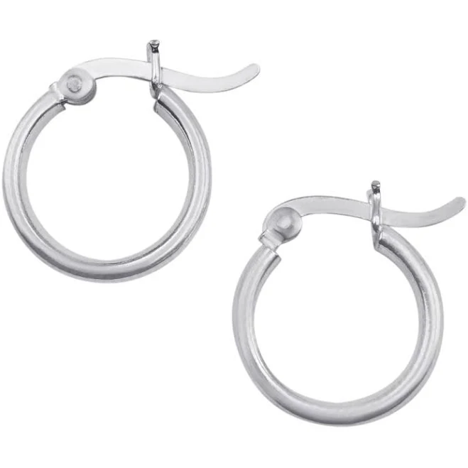 Sterling Silver Chunky Flat Tube Hoop Earrings