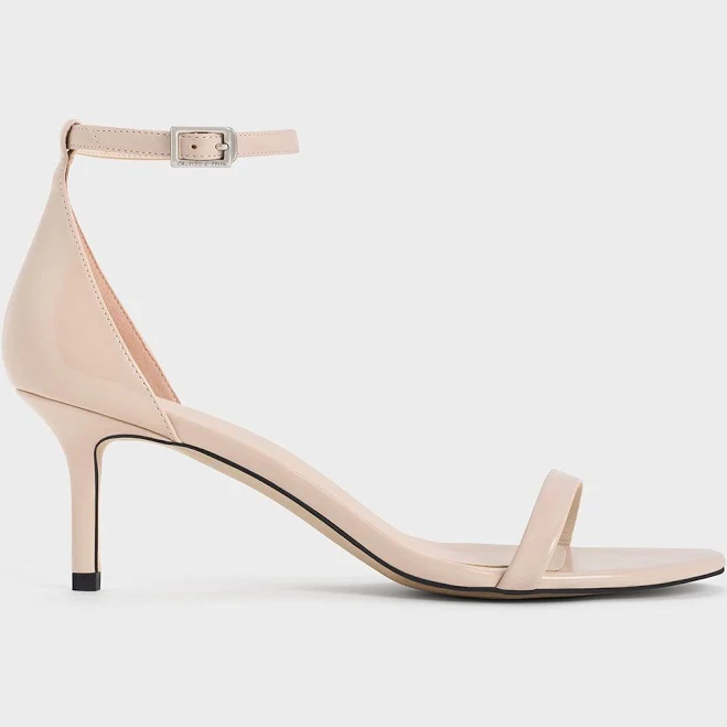 Charles & Keith Patent Stiletto-Heel Ankle-Strap Sandals