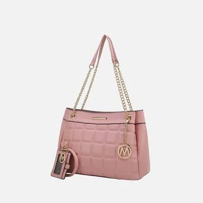 MKF Collection Women's Mabel Quilted Vegan Leather Shoulder Bag with Keychain and Card
