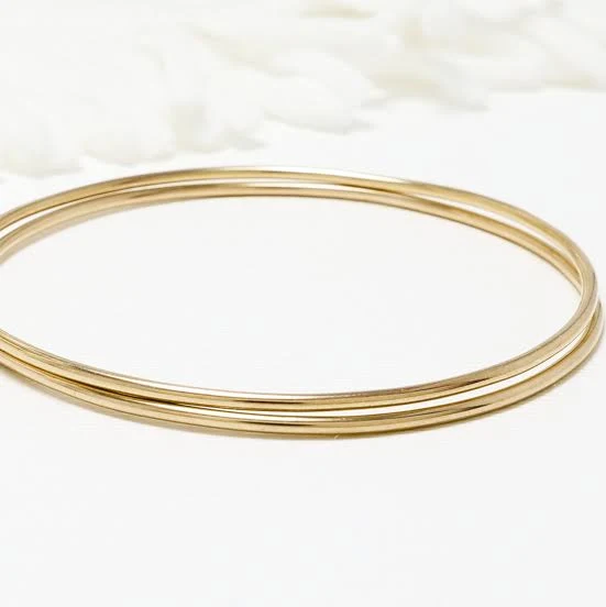 Minimalist Gold Filled Bangle Set of 2