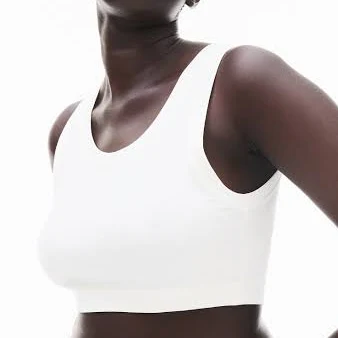 Ladies - White Cropped Ribbed Tank Top - Size: L - H&M