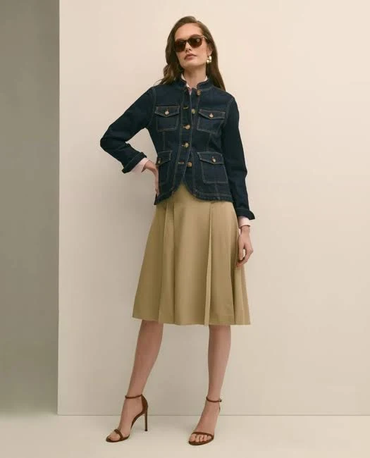 Brooks Brothers Women's A-Line Wool-Blend Pleated Skirt