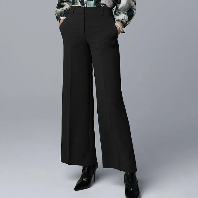Women's Simply Vera Vera Wang Luxe Crepe Wide Leg Trousers, Size: 8, Black