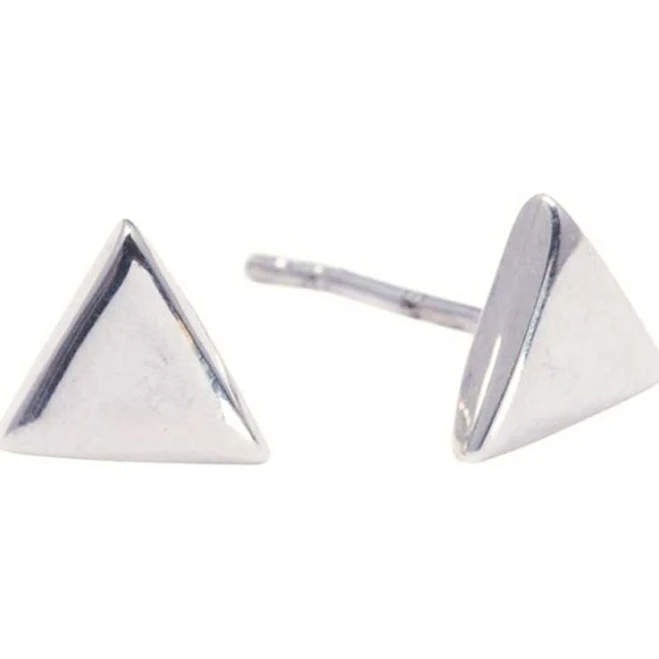 Sterling Silver Flat Triangle Stud Earrings