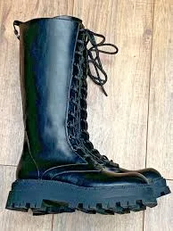 NEW ZARA Black Vegan Leather Lace-Up Chunky Platform Combat Boots US 7.5 EU 38