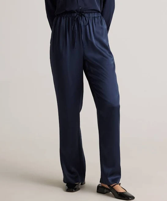 Quince Women's Silk Drawstring Wide Leg Pants