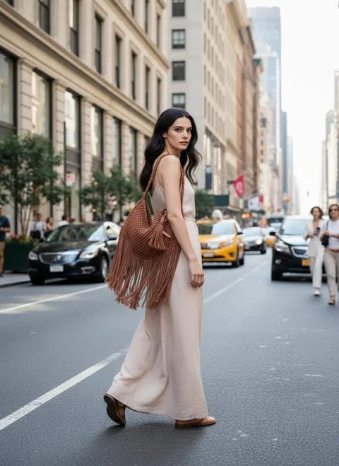 Handmade Boho Macrame Fringe Bag