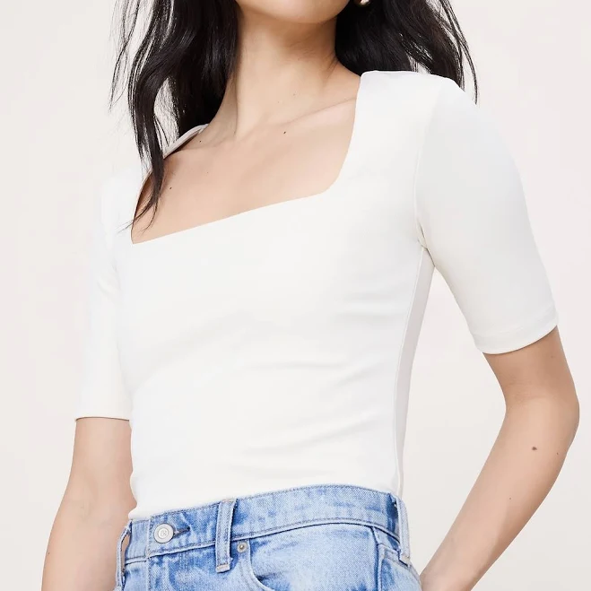 Banana Republic Women's Sculpted-Stretch Square-Neck Top