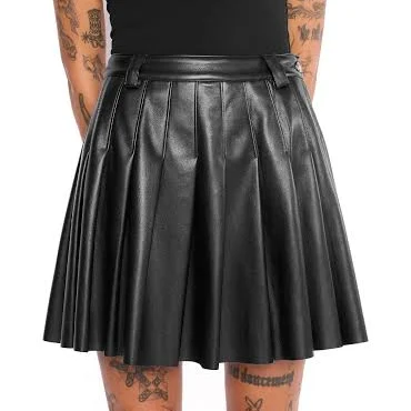 Mary Wyatt London Lacie Faux Leather Pleated Skirt