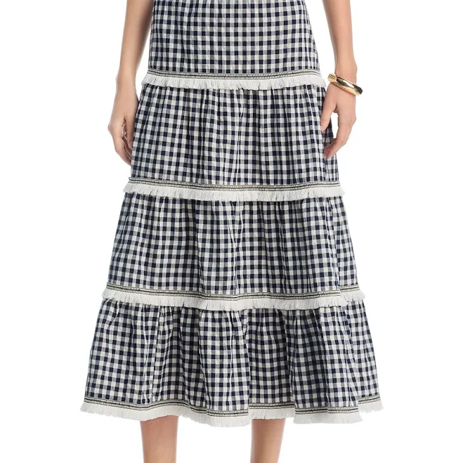 AQUA Women's Gingham Midi Skirt