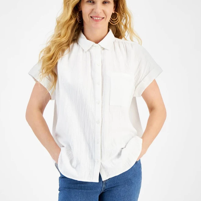 Style & Co. Women's Cotton Gauze Camp Shirt