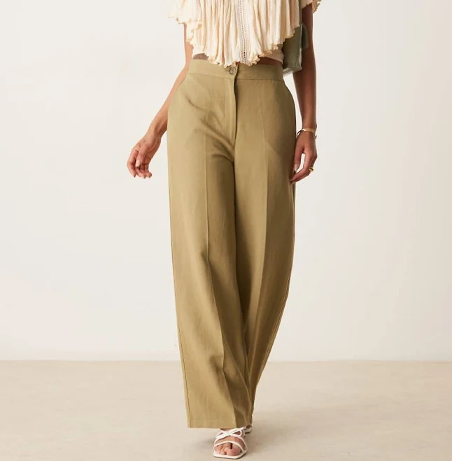 ASOS Relaxed Straight Leg Linen Pants