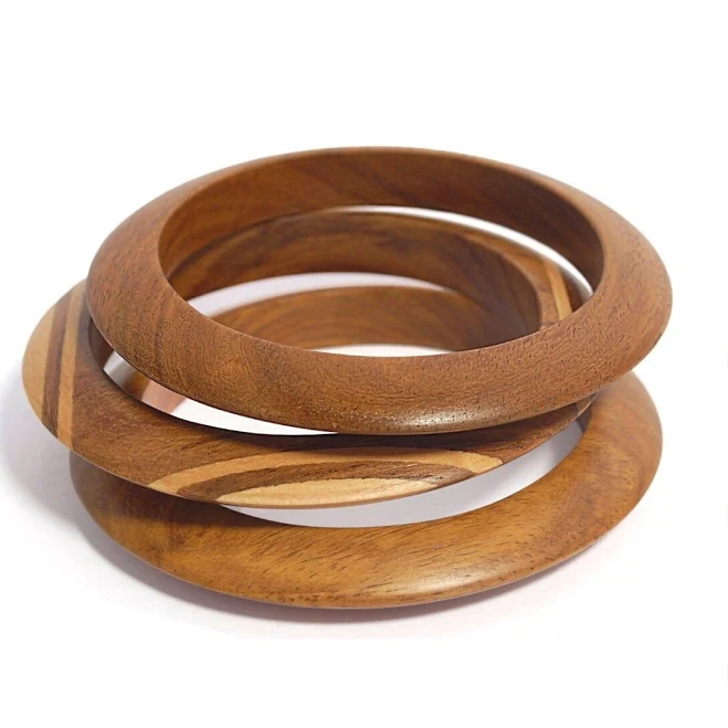 Handcrafted Sissoo & Teak Wooden Bangle Set