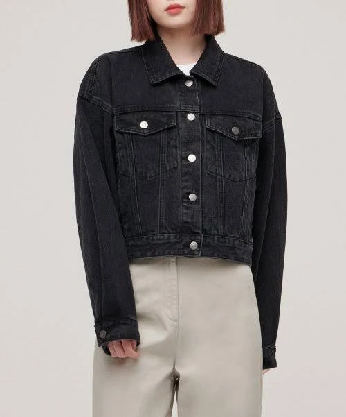 Abercrombie & Fitch Women's Oversized Distressed Denim Trucker Jacket