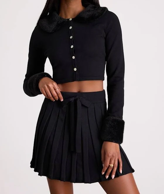 Lulus Knit Pleated Mini Skirt