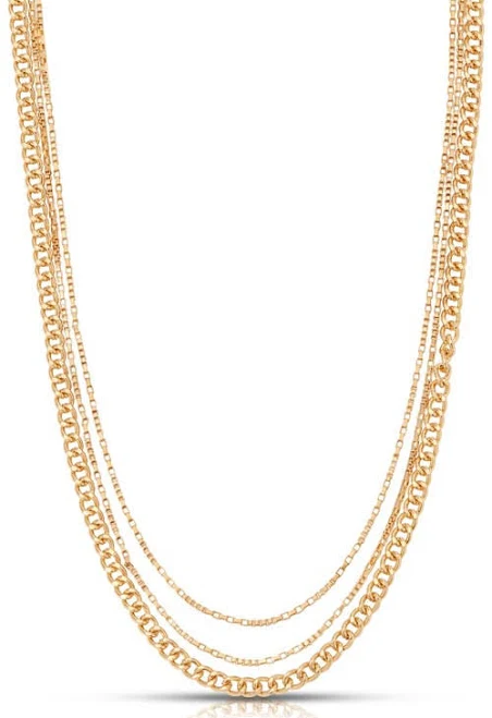 Ettika Women's Minimalist Layered Chain Necklace