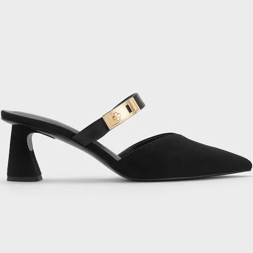 Charles & Keith Lando Faux Suede Heeled Mules