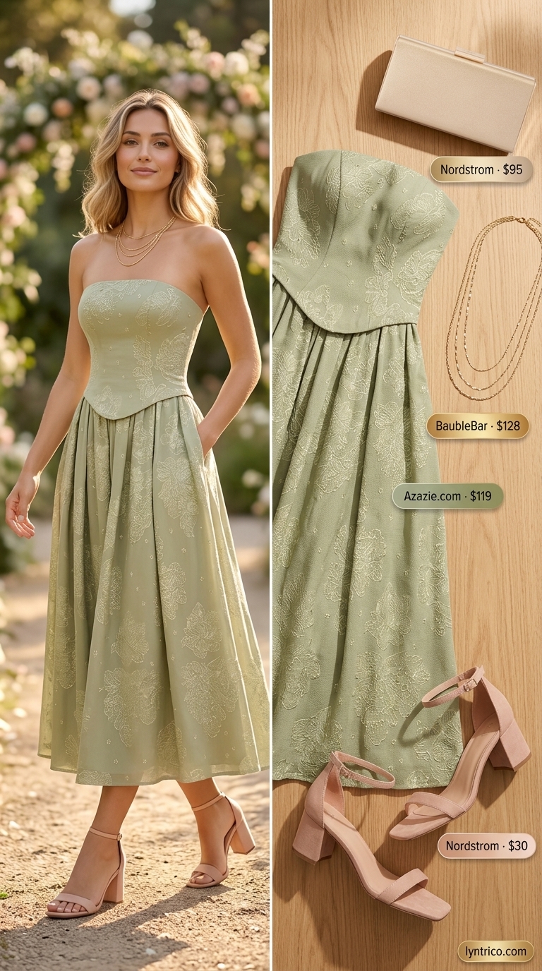 Coral cocktail dress for summer cocktail wedding guest outfits 2026, with nude sandals and gold necklaces.