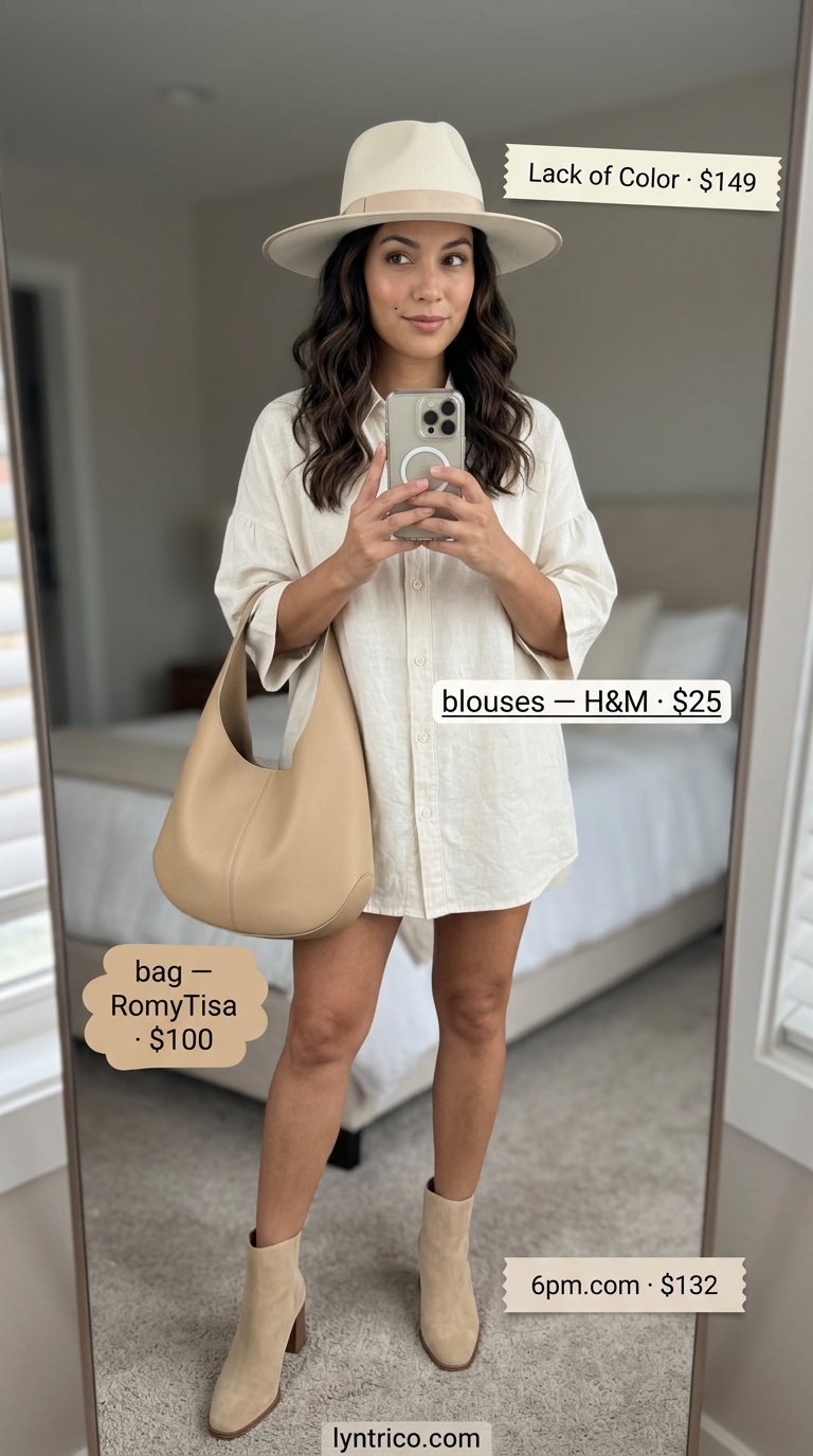 Sophisticated dusty rose linen midi skirt with ivory silk camisole 2026.