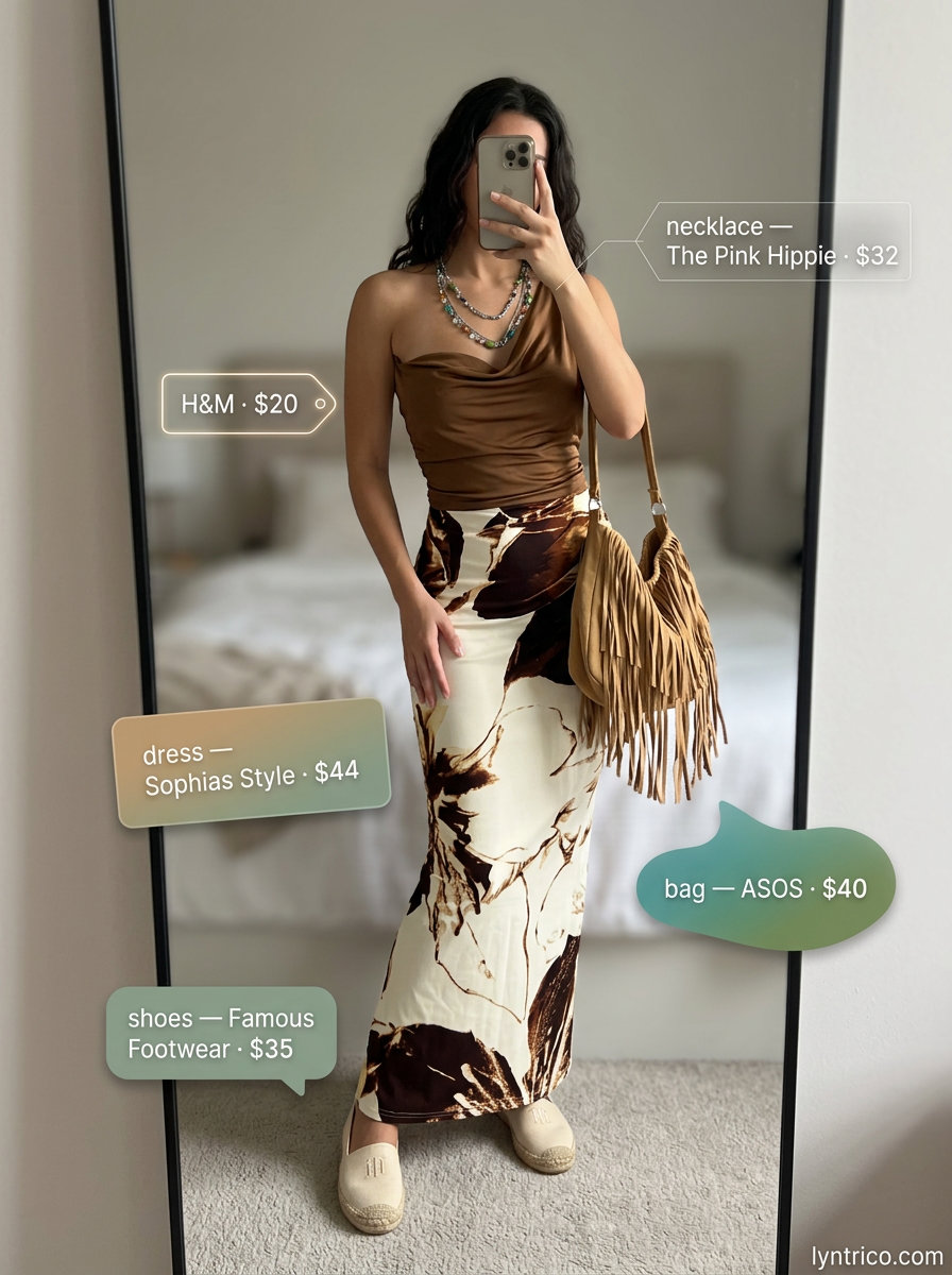 Boho floral one-shoulder maxi dress for free-spirited summer One Shoulder Neck outfits for women 2026.