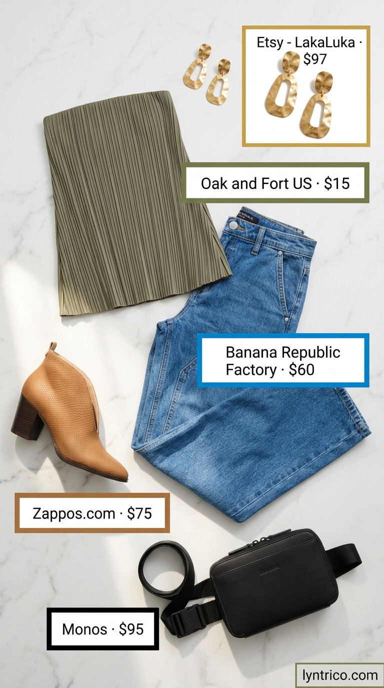 Artistic Tube Top & Jeans Outfit 2026 Artistic olive green tube top with carpenter jeans for an art gallery outfit 2026.