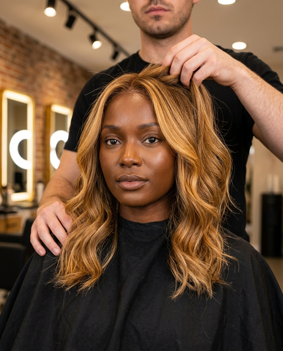 Amber Glow Balayage 2026: Sun-Kissed Summer Hair long layered amber-gold balayage with face-framing highlights, hand-painted technique for summer 2026