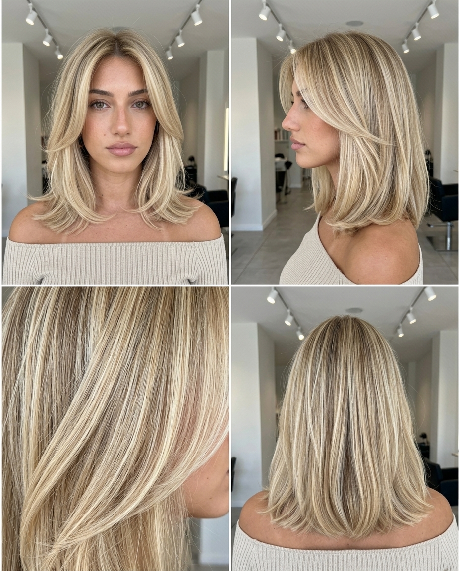 buttercream blonde hair color with vanilla lowlights, dimensional weave for summer 2026