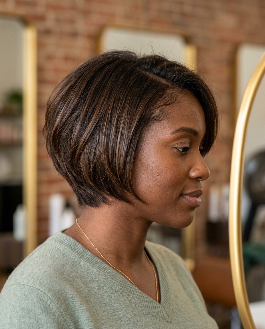 Chocolate Brunette Bixie Haircut 2026 short chocolate brown bixie haircut with caramel lowlights and point-cut ends for summer 2026
