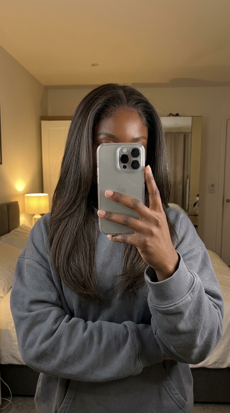 long haircut with hidden undercut in dark brunette, edgy streetwear look for festivals