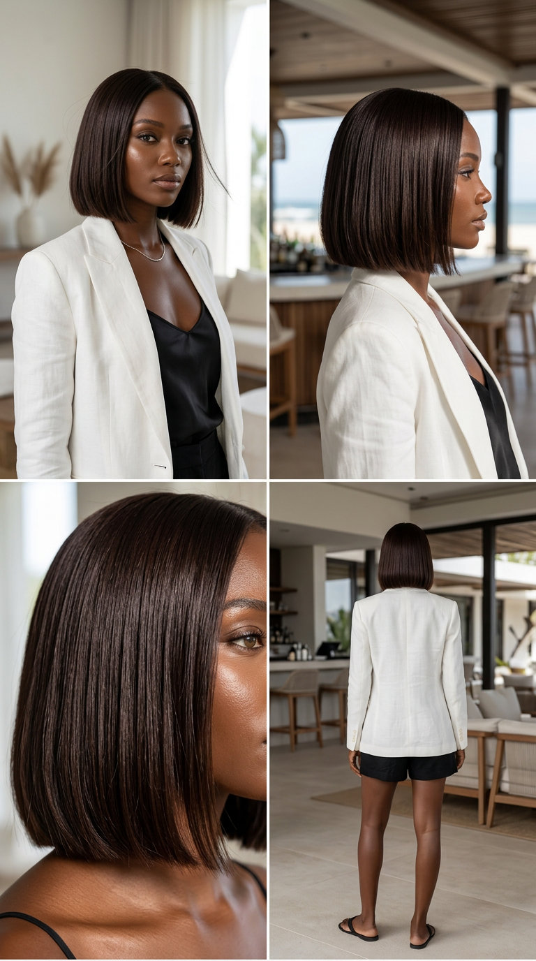 short sleek micro-bob in deep espresso with mahogany for edgy looks