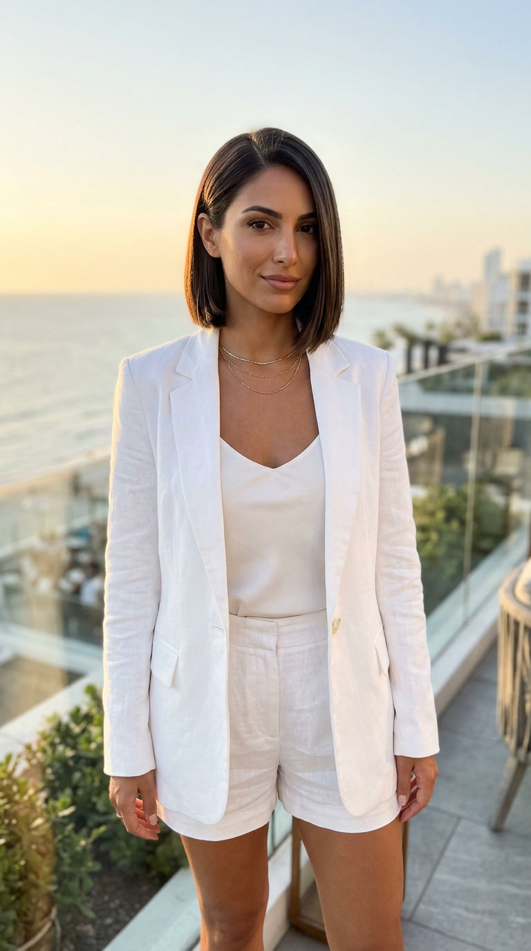 short espresso bob haircut with deep brunette color and glass-like shine for summer