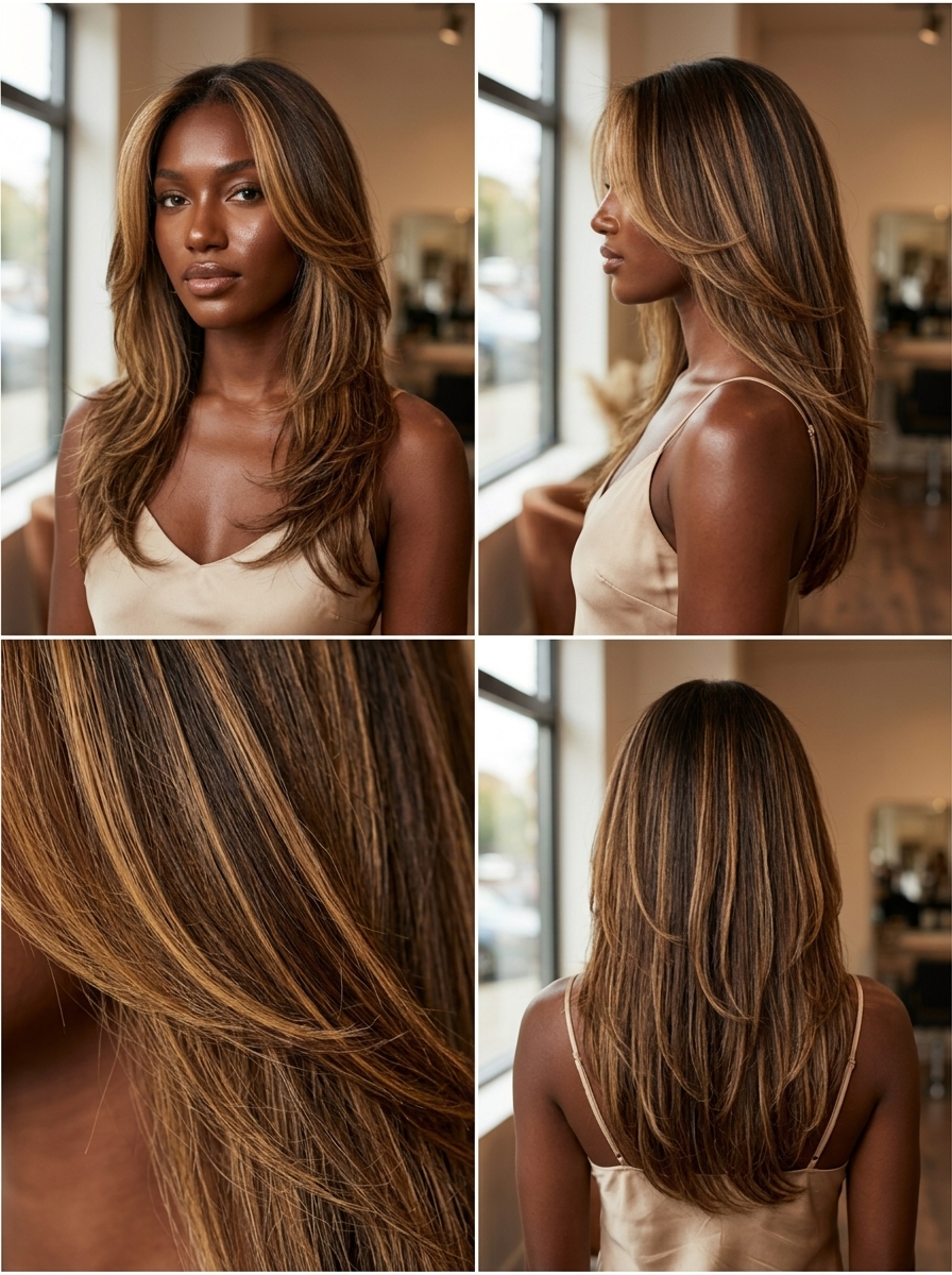 long golden honey balayage with caramel highlights and face-framing layers for summer 2026
