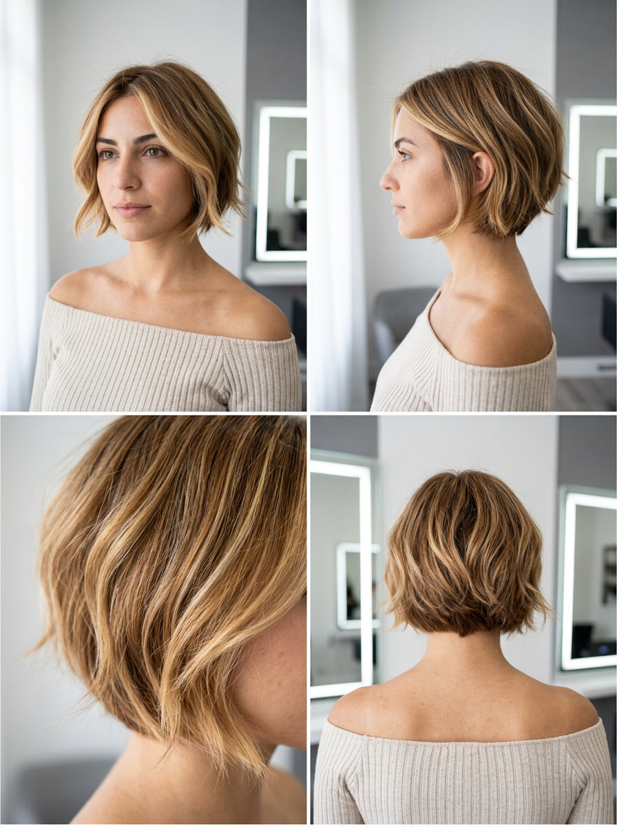 Honey Balayage Bixie Haircut 2026 short honey balayage bixie haircut with golden blonde highlights and face-framing for summer 2026