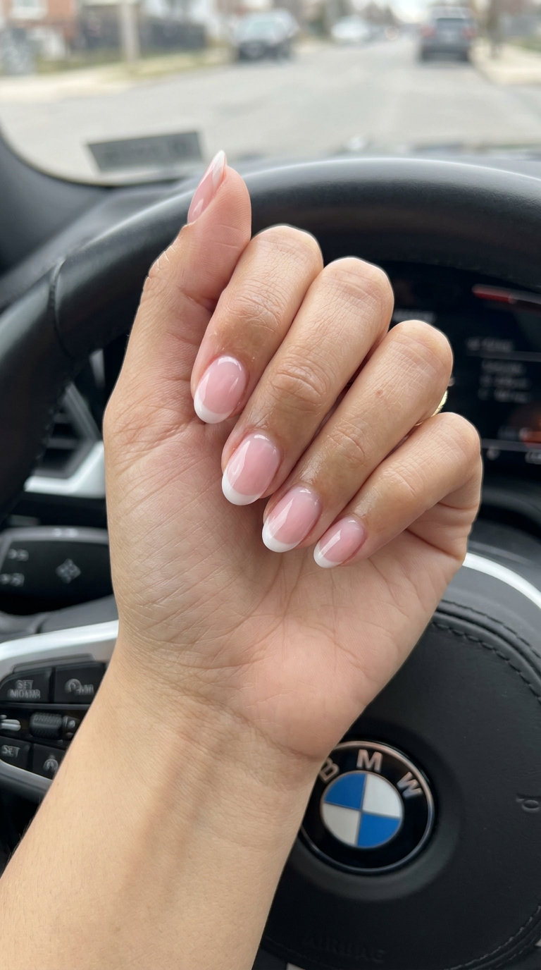Sheer Peach Milky French Tip nails for summer 2026: sheer peach base with milky white French tips.