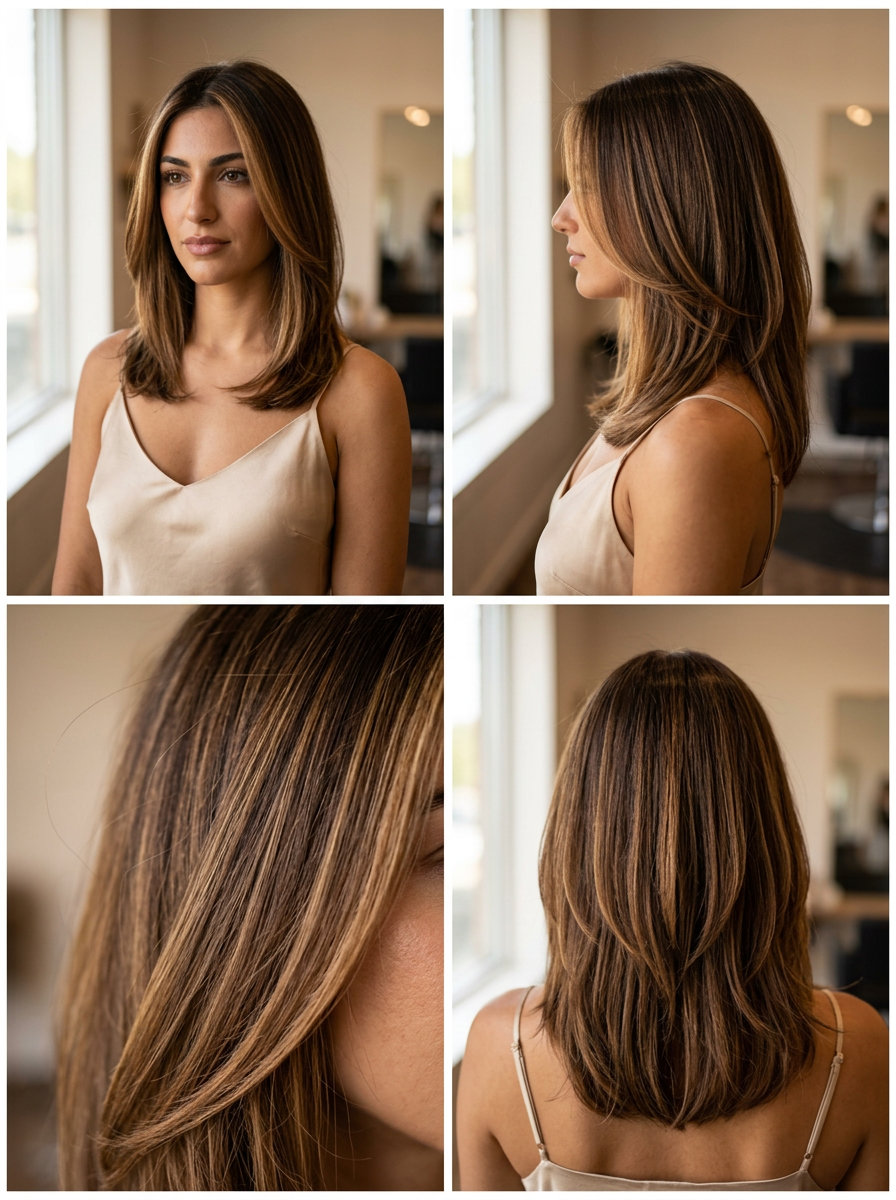deep mocha hair color with caramel balayage, golden espresso root melt for summer 2026