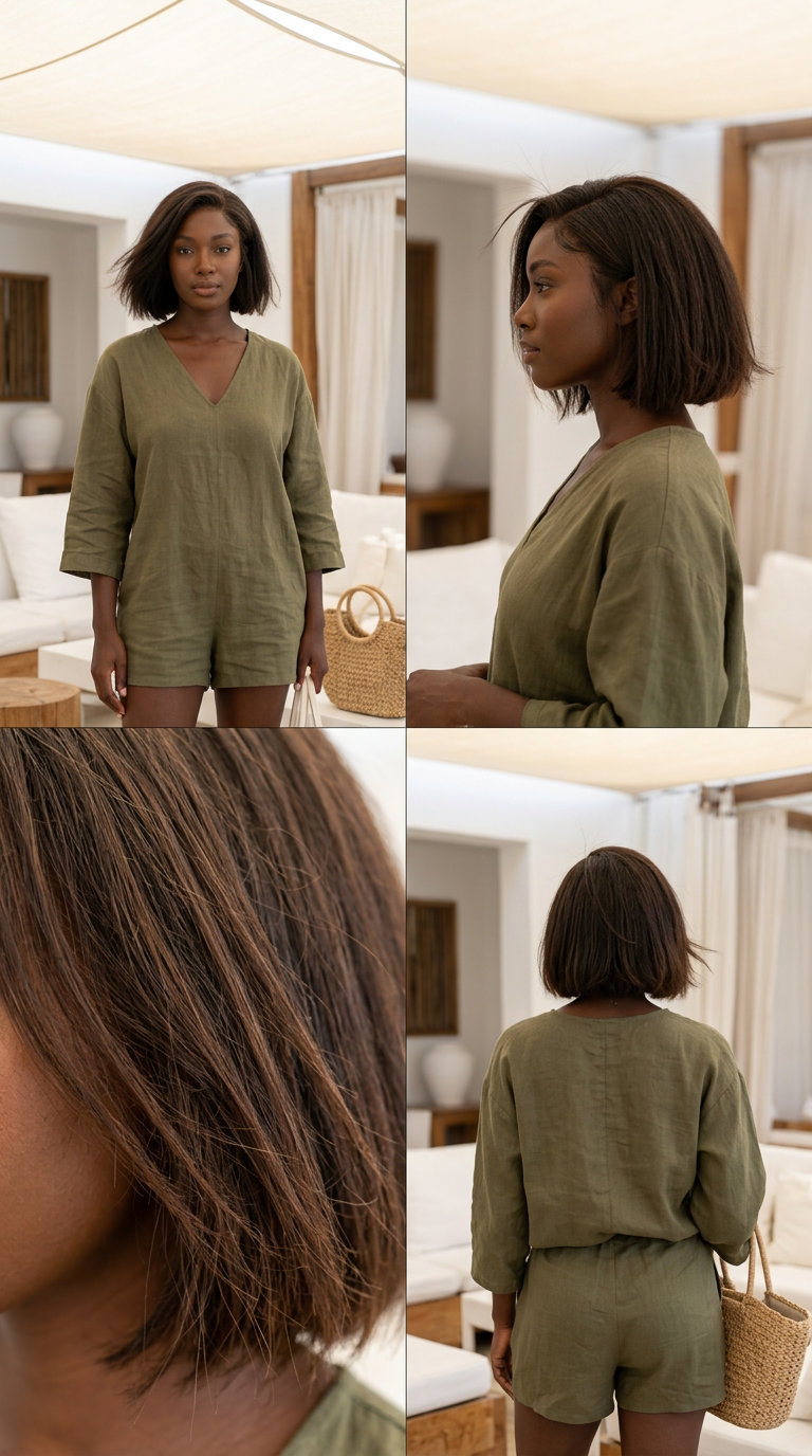 Effortless Bob: Chic Summer Vacation Hairstyle 2026 shoulder-length natural brunette bob with textured waves and piecey ends for summer vacation 2026