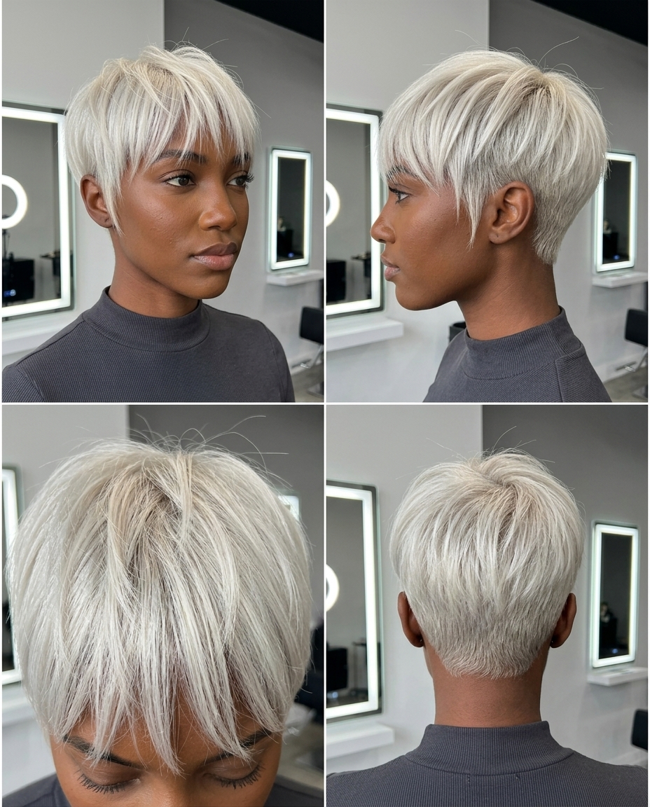 Bold Platinum Pixie with Undercut 2026 short platinum pixie haircut with undercut and textured top for summer
