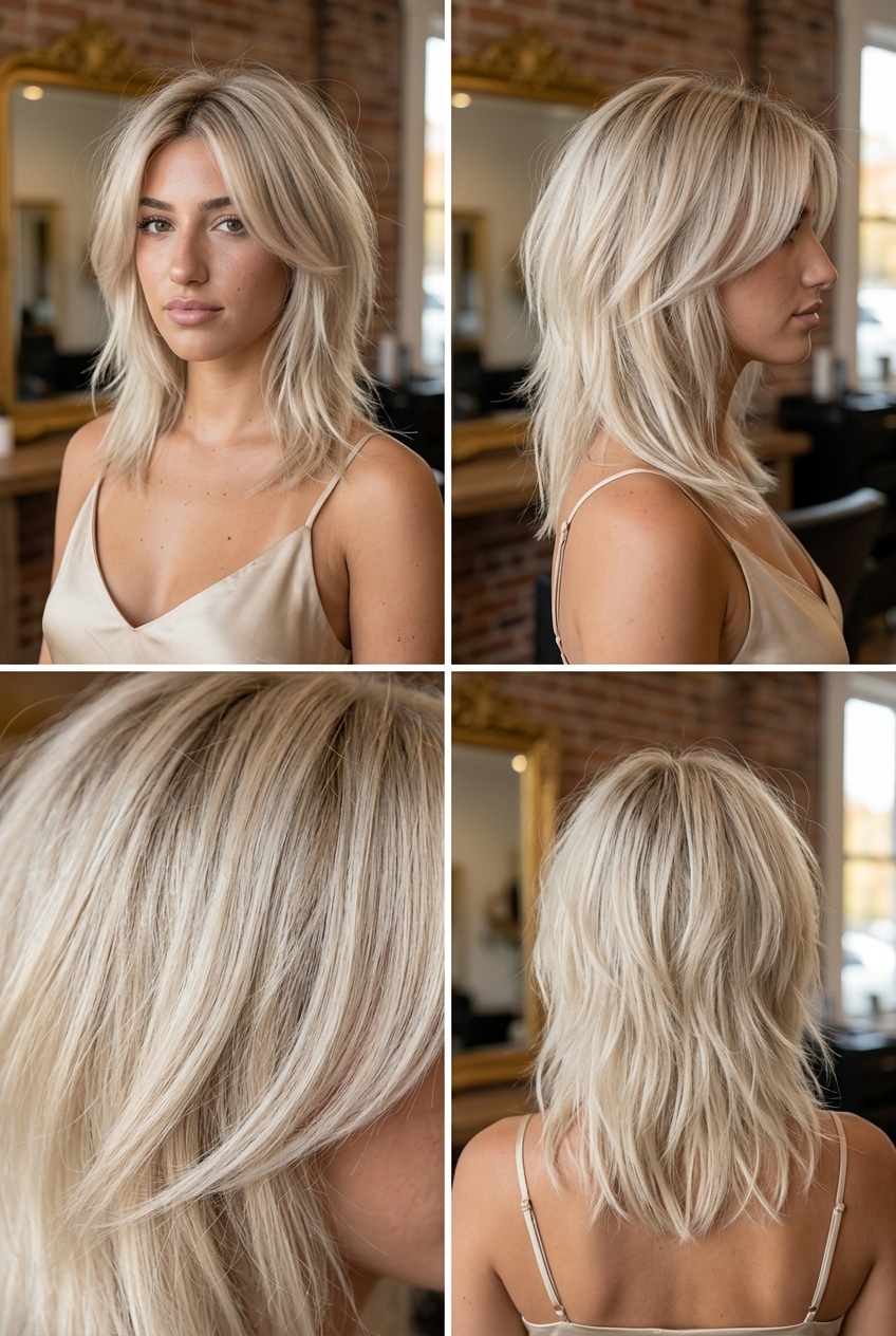 short cub cut with Scandi-Sand blonde, choppy layers, razored perimeter — edgy cool-girl style